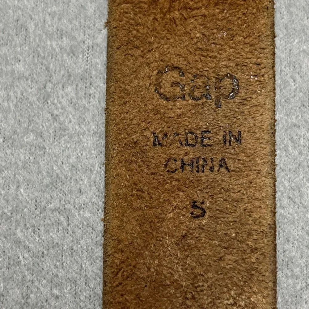VTG Gap Cognac Brown Leather Double Prong‎ Belt Brass Buckle Mens Womens Size S